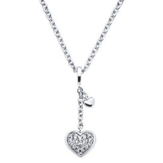 Lotopia Sterling Silver Dangle Heart Pendant Necklace Swarovski Zirconia Stones 