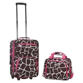 Rockland 19 Rolling Carry On with Tote   Pink Giraffe