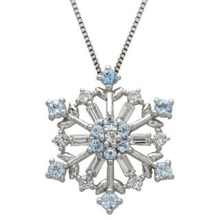Blue and White Topaz Snowflake Pendant in Sterling Silver (18)