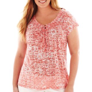 St. Johns Bay Short Sleeve Burnout Print Tee   Plus, Bsweet Berry Combo, Womens