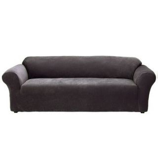 Sure Fit Stretch Pique Sofa Slipcover   Black