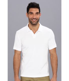 Perry Ellis S/S Cotton Polyester Open Polo Shirt Mens Short Sleeve Pullover (White)