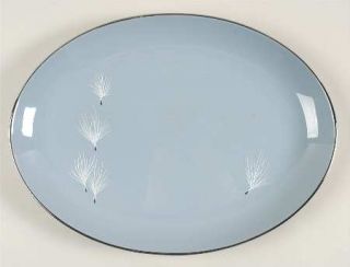 Pickard Blue Skies 12 Oval Serving Platter, Fine China Dinnerware   White Lines