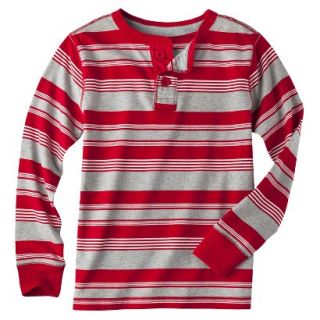 Cherokee Boys Striped Long Sleeve Henley   Red Explosion XS