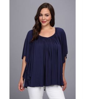 Rachel Pally Plus Size Kumiko Top White Label   Exclusive Womens Short Sleeve Pullover (Blue)