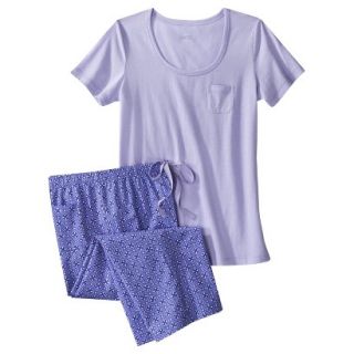 Gilligan & OMalley Womens Tee Shirt/Crop PJ Set   Lavender Print XXL
