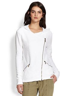 Bella Dahl Asymmetrical Terry Hoodie   White