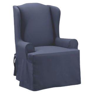 Sure Fit Twill Wing Chair Slipcover   Denim Blue