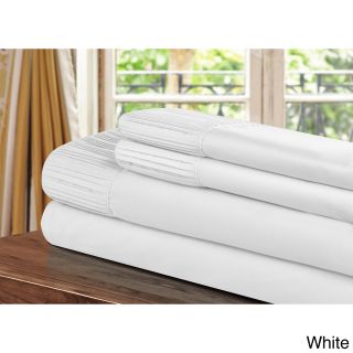 Chic Luxury Home Collection 4 piece Pleated Microfiber Sheet Set White Size Full