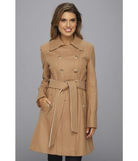 DKNY Double Breasted Trench w/ 2 Tone Belt Womens Coat (Yellow)