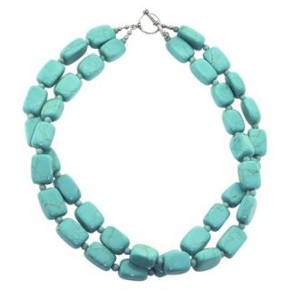 Sterling Silver Double Strand Bead Necklace   Turquoise
