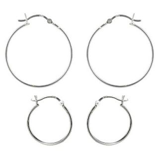 Silver Plated Duo Hoop Click Top Earring Set