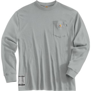 Carhartt Flame Resistant Long Sleeve T Shirt   Light Gray, Medium, Tall Style,