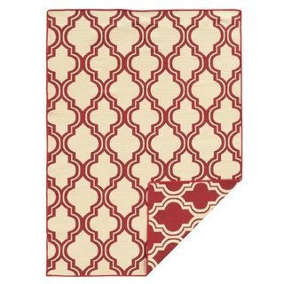 Foundation Collection Red/ Ivory Quatrefoil Reversible Rug (5 X 8)