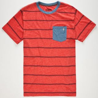 Trip Stripe Mens Pocket Tee Heather Red In Sizes Large, X Large, Small,