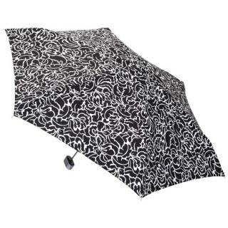 totes Manual Purse Umbrella with Case   Black/White Cabbage Floral