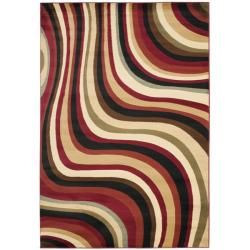 Porcello Waves Red/ Multi Rug (6 7 X 96)