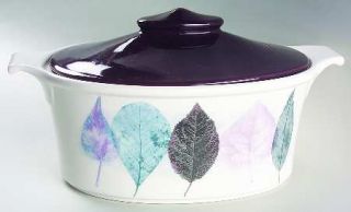 Portmeirion Dusk 3 Quart Oval Covered Casserole, Fine China Dinnerware   Purple,