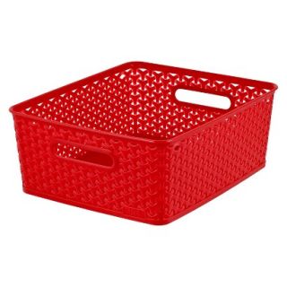 Room Essentials Y Weave Medium Storage Basket   Set of 4   Translucent Red