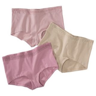 Hanes Womens Premium 3 Pack Cotton Stretch Lace Boyshort ET49LC   Assorted