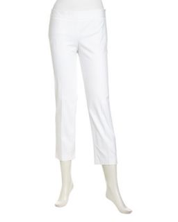 Cropped Slim Twill Pants, Optic White