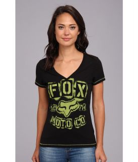 Fox Heritage V Neck Womens Short Sleeve Pullover (Black)