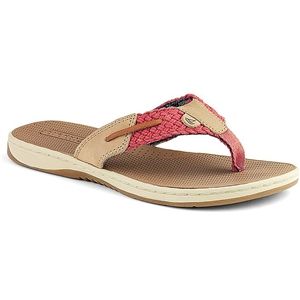 Sperry Top Sider Womens Parrotfish Washed Red Linen Sandals, Size 5.5 M   9267956