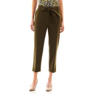 LIZ CLAIBORNE Cuffed Sateen Cropped Pants   Tall, Tuscan Olive, Womens