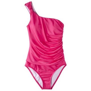 Clean Water Womens 1 Piece One Shoulder Swimsuit  Pink XL