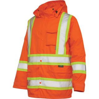 Work King Class 2 High Visibility Rain Jacket   Orange, XL, Model S37211