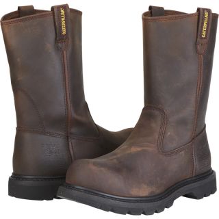 CAT Steel Toe Revolver Wellington Boot   Dark Brown, Size 12 Wide, Model P89516