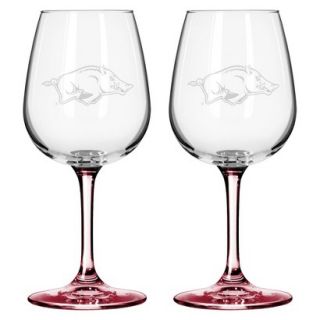 Boelter Brands NCAA 2 Pack Arkansas Razorbacks Satin Etch Wine Glass   12 oz