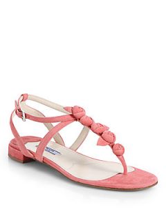 Prada Rose T Strap Sandals   Pink