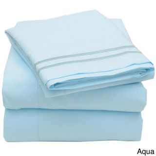 Bed Bath N More Embroidered 4 piece Bed Sheet Set Blue Size Full