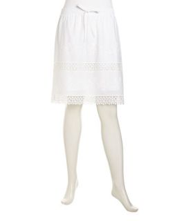 Floral Crochet Inset Voile Skirt, Optic White