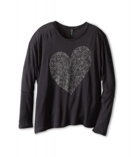 United Colors of Benetton Kids Cropped L/S Heart Sweater Girls Sweater (Black)