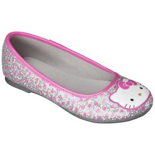 Girls Hello Kitty Ballet Flat   Silver 6
