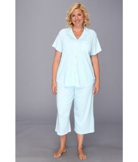 Karen Neuburger Plus Size Poetry S/S Girlfriend Crop PJ Womens Pajama Sets (Blue)