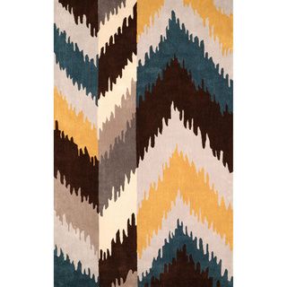 Nuloom Hand tufted Ikat Synthetics Gold Rug (86 X 116)