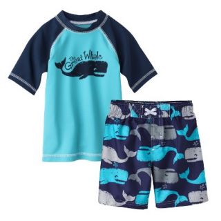 Circo Infant Toddler Boys Whale Rashguard and Swim Trunk Set   Blue 12M