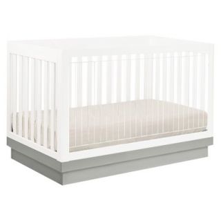 Harlow 3 in 1 Convertible Crib with Toddler Rail   Acrylic/White/Grey