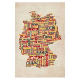 Germany Cities Text Map Unframed Wall Canvas