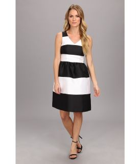 Ivy & Blu Maggy Boutique Sleeveless V Neck Striped Fit Flare Womens Dress (Black)