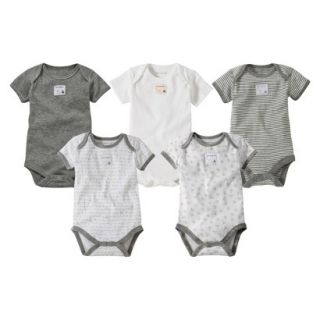 Burts Bees Baby Newborn Neutral 5 Pack Short sleeve Bodysuit   Heather Grey 0 3