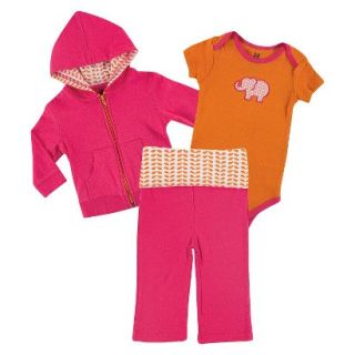 Yoga Sprout Newborn Girls Bodysuit and Pant Set   Pink/Orange 9 12 M