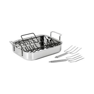 Calphalon Tri Ply 14 Stainless Steel Roaster + Rack & Lifters
