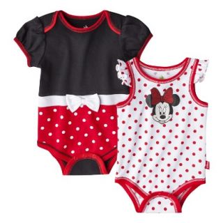 Disney Newborn Girls 2 Pack Minnie Mouse Bodysuit   Red 6 9 M