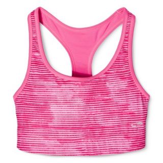 C9 by Champion Womens Reversible Stripe Compression Racer Bra   Pinksicle XS