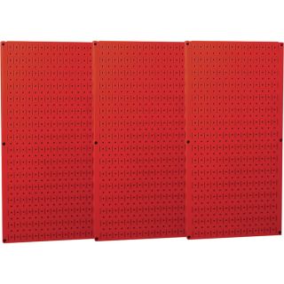 Wall Control Industrial Metal Pegboard   Red, Three 16 Inch x 32 Inch Panels,