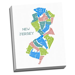 New Jersey Typography Map Wall Art